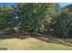 Green backyard featuring mature trees and a wooden fence, creating a private outdoor space at 1730 Carlington Ct, Grayson, GA 30017