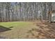 Backyard view with a grassy area, mature trees, and a small storage shed at 1109 Allen Rd, Grantville, GA 30220