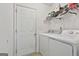 Laundry room with washer, dryer, and shelving with room for laundry supplies at 1109 Allen Rd, Grantville, GA 30220