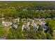 Panoramic aerial view showcasing the neighborhood's lush landscaping, mature trees, and well-spaced homes at 240 Trotters Rdg, Fayetteville, GA 30215