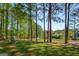 Secluded backyard retreat with mature trees and a stone fire pit with seating, perfect for relaxing at 240 Trotters Rdg, Fayetteville, GA 30215