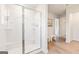 Modern bathroom featuring a glass enclosed shower, and neutral paint at 1020 Sutherland Lane # 41, Lawrenceville, GA 30043