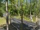 Showing a garden area with protective netting in a wooded setting at 363 Palmetto Rd, Tyrone, GA 30290