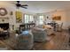 Inviting living room with a stone fireplace, hardwood floors, and stylish furniture at 363 Palmetto Rd, Tyrone, GA 30290