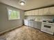 Bright kitchen with white cabinets, gray lower cabinets, and modern appliances at 862 Bridgewater Ct, Stone Mountain, GA 30088