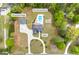 Aerial view of home showing pool, pool house and detached garage with annotations at 2351 Rabbit Farm Cir, Loganville, GA 30052