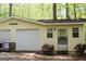 Exterior view of detached garage, featuring two garage doors and a side entrance at 206 Pine Cedar Cir, Brooks, GA 30205