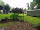 Spacious backyard with a storage shed, mature trees, and vibrant greenery offering a serene outdoor retreat at 4213 Janice Drive, Atlanta, GA 30337