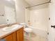 Clean bathroom featuring a shower-tub combo and neutral-toned vanity at 33 Corinth Rd, Cartersville, GA 30121