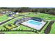 Aerial view of the community pool, park, clubhouse, and surrounding homes at 1626 Palladian Way # 118, Lithonia, GA 30058
