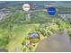 Panoramic aerial view of the property, lake, and nearby amenities like Walmart and Piedmont Hospital at 39 Gabrielle Ct, Stockbridge, GA 30281