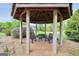 Charming gazebo interior with brick flooring and views of the lush backyard at 39 Gabrielle Ct, Stockbridge, GA 30281