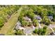 Wide aerial of lovely neighborhood homes with pristine lawns and mature trees surrounding quiet cul-de-sacs at 410 Wicklow St, Tyrone, GA 30290