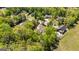 Picturesque aerial shot of houses among mature trees within a quiet neighborhood at 410 Wicklow St, Tyrone, GA 30290