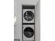 Laundry closet shows stacked washer dryer unit at 5141 Dixie Lake Rd, Union City, GA 30291