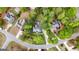 This aerial shot captures a beautiful home surrounded by trees in a well-planned neighborhood at 102 Santolina Park, Peachtree City, GA 30269