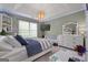 Bedroom with blue lighting, a chandelier, and a white dresser with mirror at 102 Santolina Park, Peachtree City, GA 30269