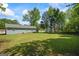 Expansive backyard with lush lawn and mature trees, perfect for outdoor activities and relaxation at 195 Riverbend Dr, Covington, GA 30014