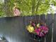 Wooden fence with a decorative birdhouse and a flower pot at 727 Channing Dr, Atlanta, GA 30318