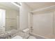 Bathroom with vanity, shower/tub combo with modern fixtures and stone countertop at 7161 Bowie Dr, Lithonia, GA 30038