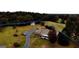 Aerial view of a beautiful house with a circular driveway, a well-maintained yard, and surrounding trees at 5300 Salem Rd, Covington, GA 30016
