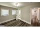 This bedroom has a bathroom attached, modern floors, and fresh paint at 3456 Glensford Dr, Decatur, GA 30032