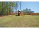 Enjoy outdoor fun on the swing set in this spacious fenced backyard at 115 W Wind Ct, Tyrone, GA 30290