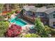 Lush backyard with pool, patio, and an outdoor entertainment area, the perfect escape for relaxing by the water at 8655 Shoreline Dr, Jonesboro, GA 30236