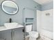 Stylish bathroom with vessel sink, modern fixtures, and tub shower at 6887 Slate Stone Se Way # 3, Mableton, GA 30126