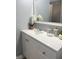 Bathroom featuring modern countertop with a new vanity, hardware and a large mirror at 6505 Allatoona Rd, Morrow, GA 30260