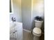 Cozy bathroom featuring a white vanity, toilet, and neutral-toned walls at 6505 Allatoona Rd, Morrow, GA 30260