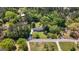 Aerial view of a well-maintained home with a large, green front yard, surrounded by mature trees at 25 Hickory Dr, Stockbridge, GA 30281