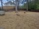 Lush backyard features scattered trees and a wooden fence at 114 Revere Turn, Fairburn, GA 30213