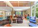 Open-concept living area with a view to the dining area, featuring hardwood and comfortable seating at 335 Winding Stream Trl, Hampton, GA 30228