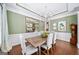 Elegant dining room with tray ceiling, chandelier, and wainscoting, perfect for entertaining at 2358 New Salem Trce, Marietta, GA 30064