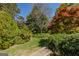 Lush backyard featuring a green lawn, trees, and landscaping at 395 Hood Ave, Fayetteville, GA 30214