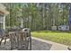 Charming backyard with wooded area and a seating area at 49 Moss Cts, Palmetto, GA 30268