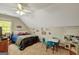 Bright bedroom with carpet, a window, a ceiling fan, a bed and a table set at 140 Horton Creek Trl, Brooks, GA 30205