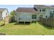 Backyard view featuring a well-maintained lawn and a wooden deck at 5882 Trent Walk Dr, Lithonia, GA 30038