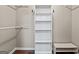 Walk-in closet features ample storage with built-in shelves and hanging rods at 423 Bear Creek Trl, Hampton, GA 30228