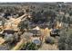 Aerial view of the property showing pool, home, and surroundings with dense trees at 113 Elmwood Dr, Hampton, GA 30228