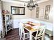 Inviting dining area featuring a wood table with seating, a black framed mirror, and decorative wall hangings at 1581 Shetland Pony Nw Ct, Suwanee, GA 30024