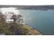 Overhead view of Treasure Lake with Dockside Marina restaurant, docks, and boat slips at 1252 Heritage Dr, Villa Rica, GA 30180