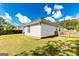 View of the back of the home with white siding and a fenced in backyard at 11970 Fairway Overlook, Fayetteville, GA 30215