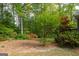 Lush backyard featuring a variety of flowering plants, trees, and mulch ground cover at 1270 Tribble Walk Ct, Lawrenceville, GA 30045