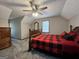Bedroom featuring a bed with buffalo check bedding, carpeted floor, and classic wood furniture at 96 Daniel Ct, Mcdonough, GA 30253