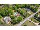 Aerial view of a neighborhood with lush greenery, showcasing homes with pools and manicured lawns at 3222 Bay View Dr, Jonesboro, GA 30236