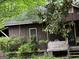 Exterior view of rustic cabin, showcasing natural setting, wood facade, and covered entrance at 3935 Jailette Rd, South Fulton, GA 30349