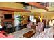 Open-concept living room featuring a fireplace, hardwood floors, ample seating, and natural light at 301 Spruill Bridge Rd, Temple, GA 30179