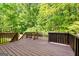 Enjoy the wooded view from this expansive wooden back deck, perfect for entertaining or relaxing at 2402 Creekside Trce, Jonesboro, GA 30236